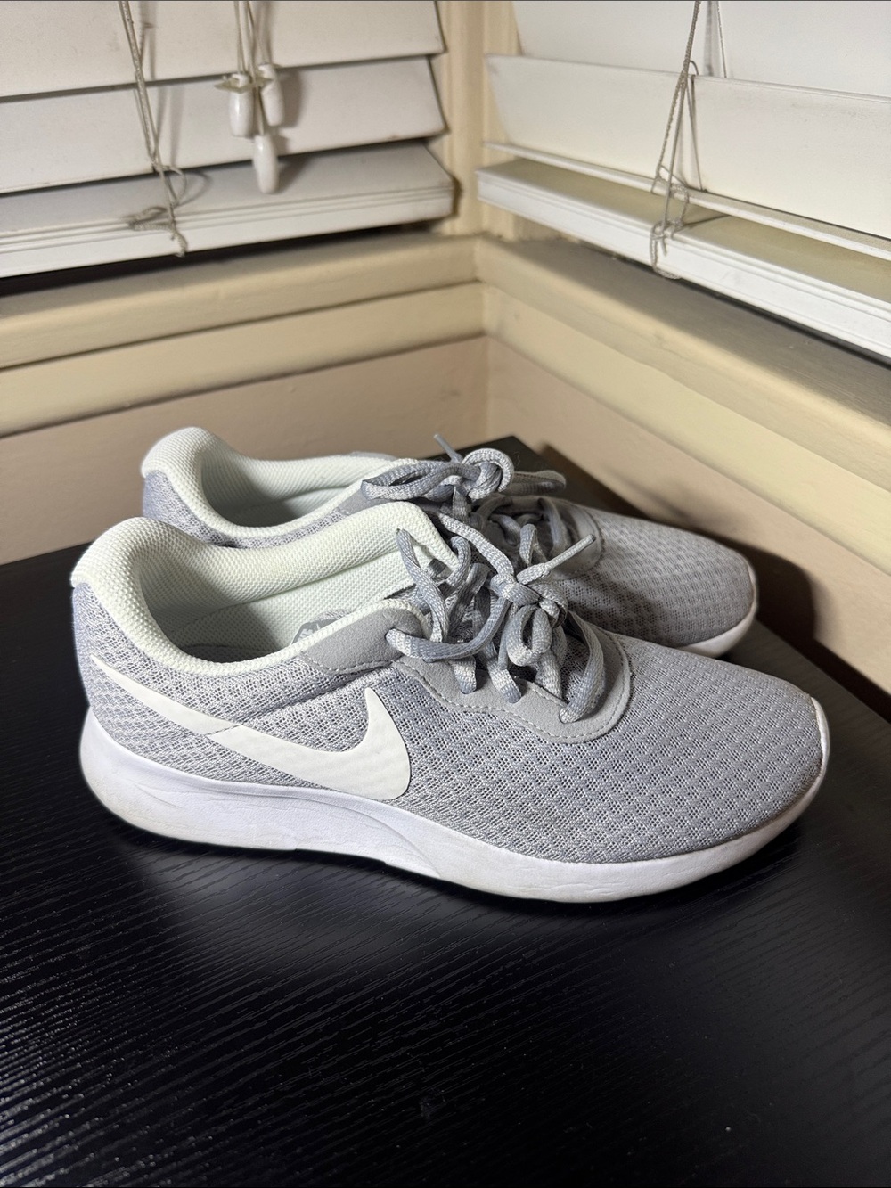 Women Nike Light Gray Mesh Sneakers with White Swoosh